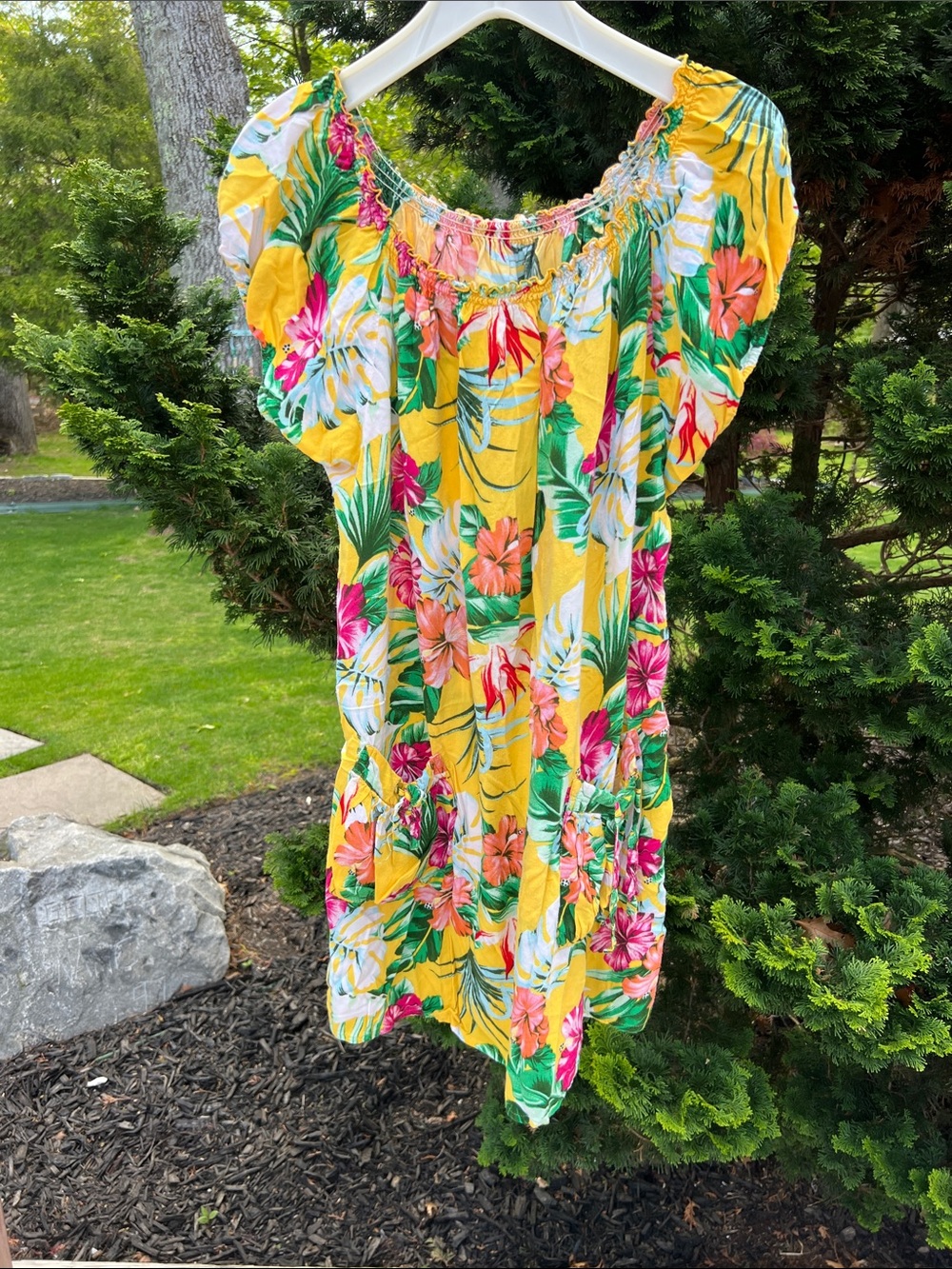 Yellow Floral Off-Shoulder Summer Dress